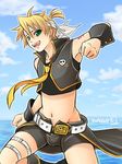  bandana bandanna blonde_hair boy child hirohide kagamine_len necktie open_mouth pirate shota skull tie trap usukawa_(artist) vocaloid 