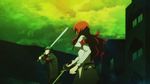  1boy 1girl animated animated_gif iori_junpei kirijou_mitsuru persona persona_3 red_hair sword 