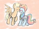  2015 applejack_(mlp) blonde_hair chicasonic color_swap crossgender cutie_mark duo equine female friendship_is_magic hair kissing male mammal multicolored_hair my_little_pony pegasus rainbow_dash_(mlp) rainbow_hair wings 