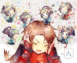  &gt;_&lt; 6+boys ? ^_^ angel angel_and_devil angel_wings anger_vein armor blue_eyes bow_(weapon) brown_hair chibi closed_eyes demon_tail halo haori heart high_ponytail horns japanese_armor japanese_clothes kashuu_kiyomitsu kote long_hair male_focus mole mole_under_eye mole_under_mouth multiple_boys multiple_persona nail_polish namie-kun one_eye_closed open_mouth pitchfork red_nails red_scarf scarf scissors shinsengumi sparkle speech_bubble spoken_anger_vein spoken_exclamation_mark spoken_question_mark squiggle sword tail touken_ranbu weapon wings yamato-no-kami_yasusada 