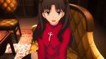  1girl animated animated_gif blue_eyes brown_hair fate_(series) female solo tohsaka_rin twintails 