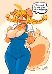  blonde_hair canine chalo chest_tuft clothing dog english_text female fur hair las_lindas mammal solo sunny_(chalo) text tuft 