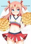  arikawa_hime blue_eyes blush cheerleader crossdressing himegoto long_hair looking_at_viewer male_focus midriff navel otoko_no_ko pink_hair pom_poms skirt smile solo sweatdrop tsukudani_norio twintails two_side_up 