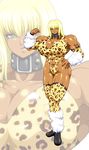  blonde_hair breasts dark_skin extreme_muscles flexing green_eyes huge_breasts leopard_print muscle pose wrestling zoom_layer 