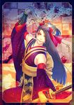  androgynous detached_sleeves hair_ornament japanese_clothes jirou_tachi katana kimono long_hair male_focus mouth_hold otoko_no_ko sheath sheathed solo sword tomida_tomomi touken_ranbu weapon 