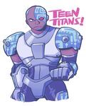  absurdres bad_id bad_pixiv_id bald blue_eyes clenched_hand cropped_legs cyborg cyborg_(dc) dark_skin dark_skinned_male heterochromia highres male_focus red_eyes sanjiro_(tenshin_anman) solo teen_titans upper_body 