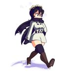  belt black_hair black_legwear boots breasts coat covered_mouth filia_(skullgirls) fupoo knee_boots large_breasts long_hair mittens red_eyes samson_(skullgirls) scarf skullgirls snow snowing solo thighhighs winter_clothes winter_coat 