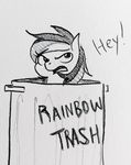  angry dialogue english_text equine female friendship_is_magic glacierclear horse mammal monochrome my_little_pony open_mouth pencil_(artwork) pony rainbow_dash_(mlp) sketch solo text traditional_media_(artwork) trash_can 