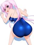 absurdres ass blush breasts competition_school_swimsuit highres large_breasts long_hair one-piece_swimsuit open_mouth original pink_hair purple_eyes school_swimsuit solo sugimura_tomokazu swimsuit top-down_bottom-up twintails 