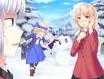  a_(aaaaaaaaaaw) alice_margatroid alice_margatroid_(pc-98) alternate_costume blonde_hair blue_eyes blue_hairband closed_eyes coat doll hair_ribbon hairband long_hair maid_headdress multiple_girls open_mouth pantyhose ribbon shinki short_hair silver_hair skirt smile snow snowman touhou touhou_(pc-98) tree winter_clothes yellow_eyes yumeko 