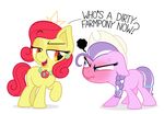  2015 absurd_res alpha_channel angry apple_bloom_(mlp) blush diamond_tiara_(mlp) earth_pony english_text equine female feral friendship_is_magic hi_res horse mammal my_little_pony pony text zutheskunk 