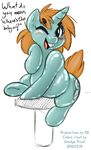  baby_oil body_oil crossgender friendship_is_magic looking_at_viewer my_little_pony oil one_eye_closed sbshouseofpancakes smudge_proof snips_(mlp) solo text wink 