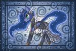  2013 armor blue_eyes blue_fur blue_hair blue_skin clothed clothing crown dress equine female feral friendship_is_magic fur hair hi_res horn horse long_hair mammal my_little_pony pony princess_luna_(mlp) raptor007 solo winged_unicorn wings 