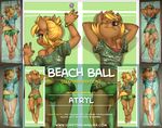  2014 anthro anthrofied atryl beach_ball beauty_mark blonde_hair breasts candy clothed clothing equine fan_character fanny_pack female friendship_is_magic hair horse lollipop looking_at_viewer mammal my_little_pony pony shirt solo 