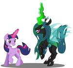  2015 absurd_res alpha_channel changeling equine female feral friendship_is_magic hi_res horn mammal my_little_pony queen_chrysalis_(mlp) theshadowstone twilight_sparkle_(mlp) unicorn 