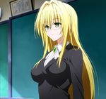  blonde_hair chalkboard glasses green_eyes highres impossible_jacket long_hair screencap solo teacher tearju_lunatique to_love-ru to_love-ru_darkness 