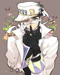  bandages black_hair blue_eyes candy food gloves halloween jojo_no_kimyou_na_bouken kuujou_joutarou male_focus solo toujou_sakana 