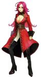  ahoge blue_eyes boots breasts cleavage corset fate/extra fate_(series) francis_drake_(fate) full_body highres large_breasts lips long_hair official_art pink_hair scar solo thigh_boots thighhighs transparent_background wada_aruko 