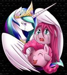  2015 crying earth_pony equine female feral friendship_is_magic horn horse mammal my_little_pony pinkamena_(mlp) pinkie_pie_(mlp) pony princess_celestia_(mlp) sad smile tears vavacung winged_unicorn wings 