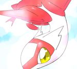  2014 claws cloud day daytime dragon female feral flying hi_res latias legendary_pok&eacute;mon looking_at_viewer nintendo pok&eacute;mon rathikyou sky solo sunlight video_games wings yellow_eyes 