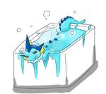  2014 ambiguous_gender bathtub blush canine eeveelution eyes_closed feral fur mammal melting nintendo open_mouth pok&eacute;mon rathikyou smile solo vaporeon video_games water 