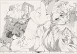  3boys ass blush breasts chain closed_eyes covered_nipples highres injustice isizuaki large_breasts long_hair monochrome multiple_boys multiple_girls open_mouth phendark priest_(ragnarok_online) ragnarok_online unholy_sanctuary 