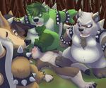  blush bowser canine crotch_grab foot_on_crotch foot_to_face male mammal mario_bros nintendo nuke_(character) overweight pinned reptile scalie skaifox stomping tanuki triforce turtle video_games 