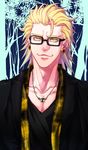  :3 bespectacled blonde_hair earrings glasses green_eyes jewelry kuroguro male_focus necklace ryan_goldsmith solo tiger_&amp;_bunny 
