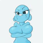  2015 anthro big_breasts breasts cat cleavage clothed clothing feline female mammal mdgusty milf mother nicole_watterson nude parent solo the_amazing_world_of_gumball 