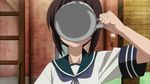  1girl animated animated_gif brown_hair drinking fubuki_(kantai_collection) kantai_collection school_uniform solo 