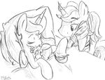  armor azure_night bed cub duo equine fan_character female friendship_is_magic male mammal my_little_pony nolycs offspring princess_luna_(mlp) sketch sleeping young 