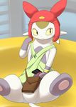  :3 alien anthro betelgeusian blush cat cellphone feline fur hat looking_at_viewer male mammal mantax75 meow_(space_dandy) phone plain_background smile solo space_dandy tan_fur whiskers 