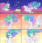  2015 arareroll cute equine female feral friendship_is_magic horn mammal my_little_pony princess_celestia_(mlp) smile tired winged_unicorn wings 