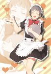  alternate_costume apron blush crossdressing enmaided free! grey_hair heart maid maid_headdress male_focus mole mole_under_eye nitori_aiichirou open_mouth or_i smile solo tray zoom_layer 