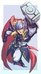  armor blonde_hair cape disk_wars:_avengers hammer helmet male_focus marvel mjolnir nikumeron solo thor_(marvel) 
