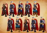  armor avengers beard blonde_hair blue_eyes cape disk_wars:_avengers facial_hair helmet marvel multiple_persona nikumeron thor_(marvel) variations winged_helmet 