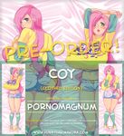  anthro bang_me big_breasts breasts clothed clothing coy female fluttershy_(mlp) friendship_is_magic green_eyes hair huge_breasts human humanized jewelry long_hair looking_at_viewer mammal my_little_pony open_mouth pants pillow pillowcase pink_hair pornomagnum shirt solo text 