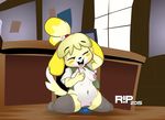  2015 animal_crossing animated anthro areola breasts canine cute dildo dog erect_nipples female isabelle_(animal_crossing) mammal masturbation navel nintendo nipples penetration pussy r!p sex_toy solo vaginal vaginal_penetration video_games 