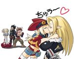  2girls 3boys black_hair blonde_hair breast_grab breasts brown_hair disgaea grabbing healer_(disgaea) heavy_knight_(disgaea) kiss large_breasts long_hair multiple_boys multiple_girls nippon_ichi ponytail priest_(disgaea) raukofey skin_tight thief_(disgaea) warrior_(disgaea) yuri 