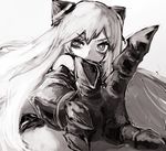 airfield_hime claws gauntlets horns ichi_inaru kantai_collection long_hair lowres shinkaisei-kan solo uneven_eyes very_long_hair 