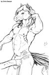  abs biceps briefs bulge chris_sawyer clothing equine exhibitionism flexing hair invalid_tag long_hair male mammal money muscles pecs pose stripper traditional_media_(artwork) underwear 