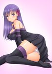  :o ass bad_id bad_pixiv_id bare_shoulders blush breasts chiro cleavage cosplay covered_nipples dress fate/stay_night fate_(series) hair_ribbon large_breasts long_hair looking_at_viewer matou_sakura nervous panties purple_eyes purple_hair ribbon rider rider_(cosplay) solo strapless strapless_dress thighhighs thighs underwear white_panties 