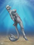  abs anthro blakeblazer blue_eyes breasts cetacean dolphin female fin grey_skin looking_at_viewer mammal marine nude solo underwater water 