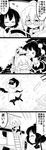  &gt;_&lt; 1boy 2girls 4koma :d ^_^ ahoge animal_ears blush breasts broken_window bunbunmaru camera camera_flash choker closed_eyes comic commentary crack downscaled futa_(nabezoko) glasses greyscale hammer hat heavy_breathing highres holding inubashiri_momiji ladder leaf md5_mismatch medium_breasts monochrome morichika_rinnosuke multiple_girls newspaper open_mouth pom_pom_(clothes) rain raincoat reading resized shameimaru_aya short_hair smile storm sweat sword telescope tokin_hat touhou translated weapon wind wings wolf_ears 