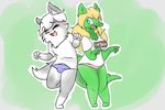  anthro canine clothing crossdressing dragon female fur furred_dragon male mammal multicolored_fur occidentalis okami_wolf panties ponytail striped_panties two_tone_fur underwear wolf 