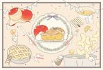  apple apple_pie apple_slice bad_id bad_pixiv_id balloon black_eyes brush bunny butter cinnamon_(food) closed_eyes commentary egg_wash english food fork fruit knife ladder no_humans original oversized_object pie pillow r. sleeping slice_of_pie spoon star sweat zzz 