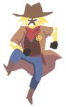  ambiguous_gender animated badge boots cape clothing coat cowboy cowboy_hat gloves hair hansynadamas hat jeans looking_at_viewer neon_skin not_furry novakid pants running sheriff shirt solo star starbound vest video_games yellow_skin 