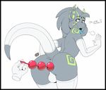  anal anthro balls beads black_fur butt dax daxzor dragon fur girly gloves green_eyes invalid_tag legwear looking_at_viewer male male/male markings stockings tongue tongue_out 
