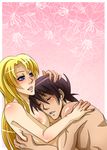  1boy 1girl areolae beelzebub_(manga) blonde_hair blue_eyes breasts brown_hair hilda_(beelzebub) karoll_ann long_hair nipples oga_tatsumi open_mouth 