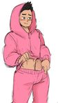  banned_artist black_hair blue_eyes blush erection erection_under_clothes foreskin hood hoodie hoodie_lift little_mac male_focus penis phimosis pink punch-out!! shogu_(shoguchime) solo super_smash_bros. track_suit uncensored 